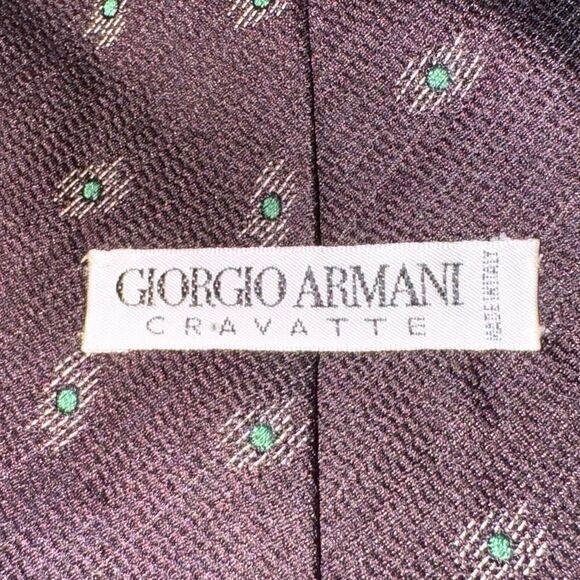 80s Giorgio Armani Brown Abstract 100% Silk Neck Tie - Picture 3 of 6